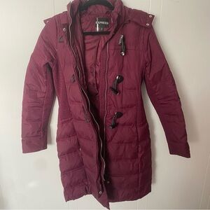 Express Women's Deep Red Puffer Jacket